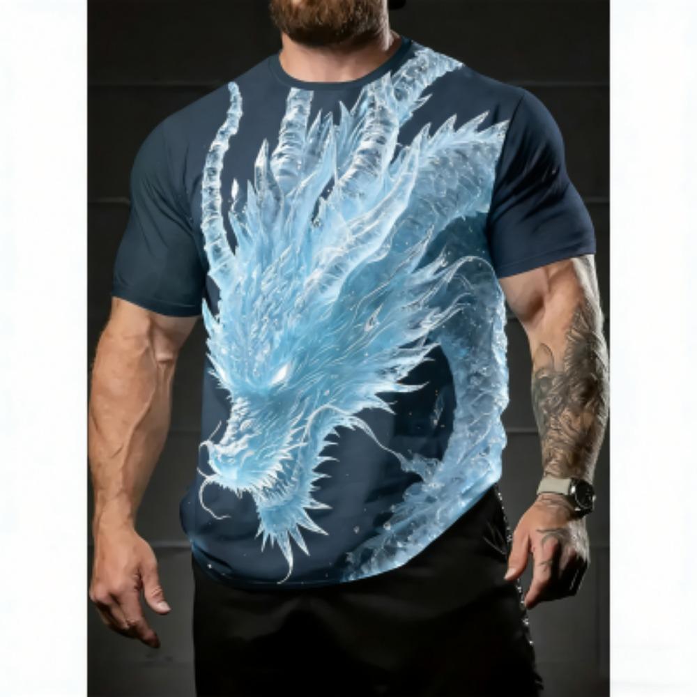 Summer Men's T-Shirt Dragon 3D Print Tees Top Hip Hop Loose Short Sleeve Streetwear Vintage Oversized Women T-shirt