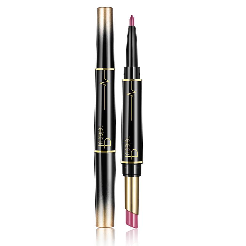 Double-Ended Matte Lipstick Waterproof Long-Lasting Lipsticks In Nude and Dark Red with Lip Liner Pencil