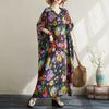 DIMANAF 2024 Plus Size Summer Women Beach Dress Basic Holiday Floral Print Loose Vintage Long Linen Dresses