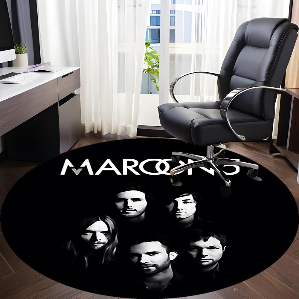1 шт. Круглый коврик Maroon 5 для офиса - Идеально подходит для декора офиса или кабинета, Можно стирать в машине, Нескользящая основа, Декоративный коврик для пола