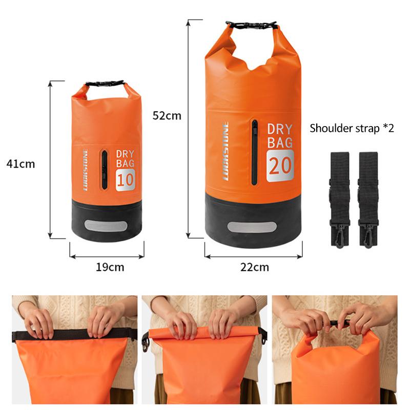 Waterproof Dry Bag 10L/20L Large-Capacity Bucket Bag with Shoulder Straps Lightweight Backpack for Rafting Swimming Kayaking