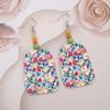 Trapezoidal Pastoral Style Women's Multicolor Acrylic Floral Print Earrings
