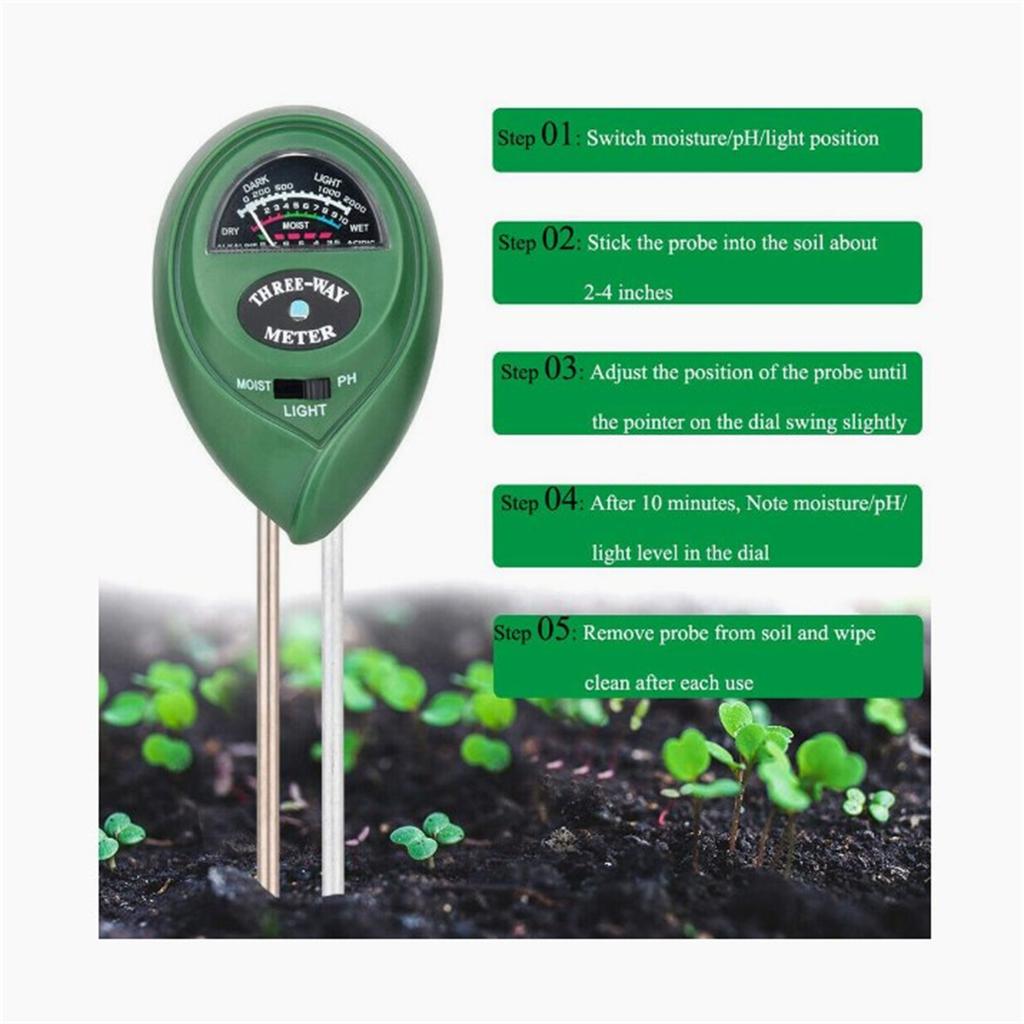 3 In 1 Soil Moister Tester Water Ph Light Test Meter Kit Gardening Tools For Garden Indoor Outdoor