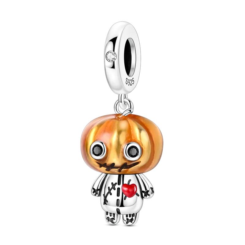 Original Charms Bead Copper Halloween Noctilucent Pumpkin Skull Candy Pendants Fit Diy Bracelet For Women Jewelry Gift