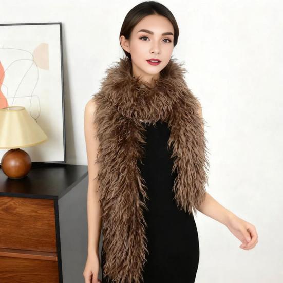 Yousheng Winter Scarf Solid Color Thickened Plush Soft Thick Warm Extra Long Scarf Winter Outdoor Imitation Fur Neck Warmer