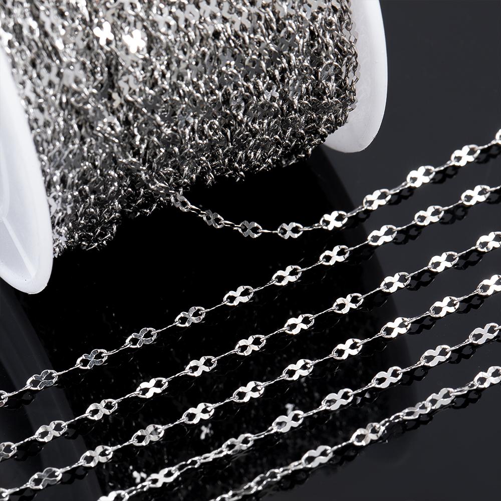 1Meter Fahsion Necklace Chain Stainless Steel 8 Shape Cross Double Loop Link Chain DIY Handmade Bracelet Material Jewelry Making