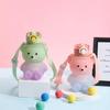 800 мл пластиковая бутылка для воды Kawaii Bear с соломенным портативным ремешком, милые детские бутылки, чашка для чая с пузырьками молока