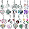 925 Silver Charms Beads Plants Flowers Rose Tree Of Life Clip Dangle Fit Bracelet Bangle Jewelry