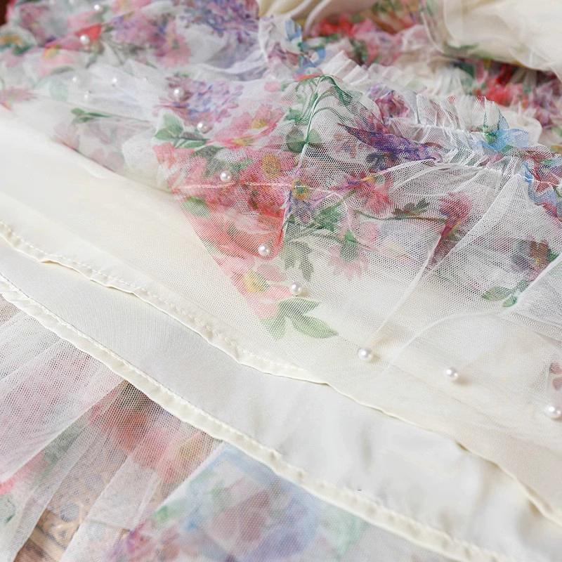 DIMANAF 2025 Летние женские новые юбки из шифона с эластичной талией, плиссированные сетчатые элегантные юбки