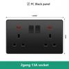 18W Type-C Plug Quick Charging Universal 5-pin Dual Power Socket,UK Standard 13A Wall Socket with DC 5V 3.1A Type-c USB Charger