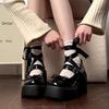 Shorty Le Black Versatile Platform Mary Jane Small Leather Shoes Women's 2024 New Summer French Japanese Height Increasing Shoes