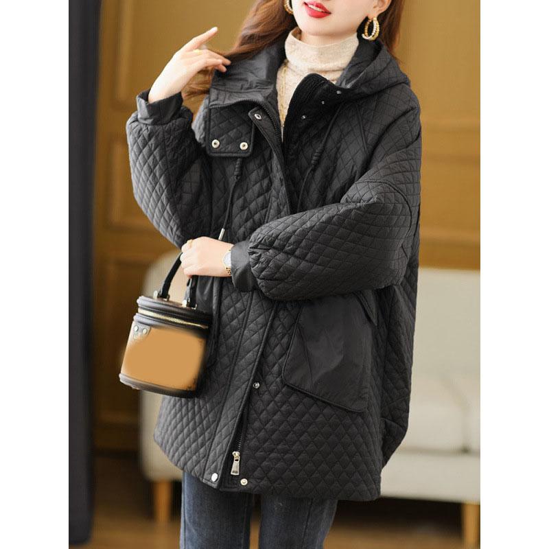 Women's Autumn and Winter Plus Size Thickened Velvet Hooded Outerwear Loose Thin Section Warm Jacket