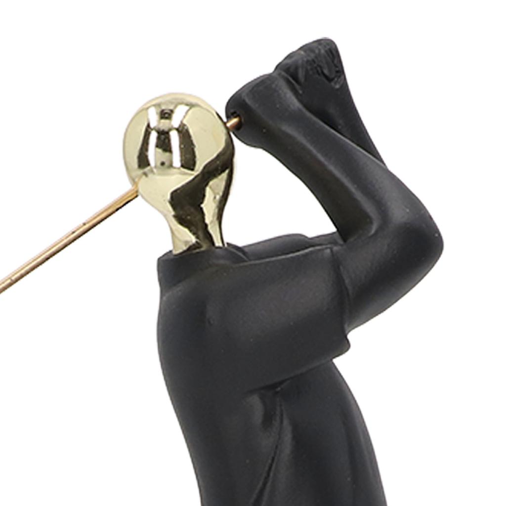Golfer Figurine Matte Black Butiful Antislip Base Smoothing Line Golfer Man Statue for Bookshelf Desk Cabinet