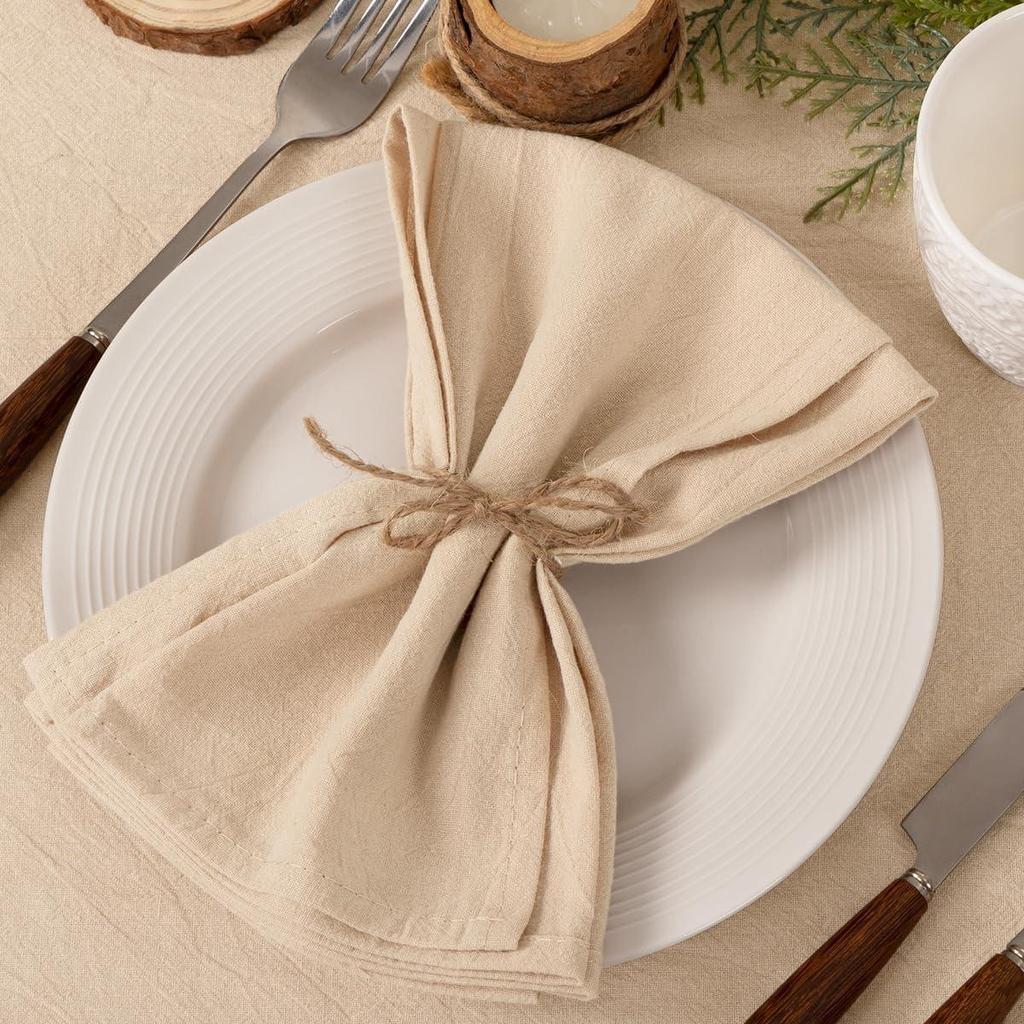100% Cotton Linen Folded Flower Napkin for Kitchen, Hotel, and Western Restaurant Décor