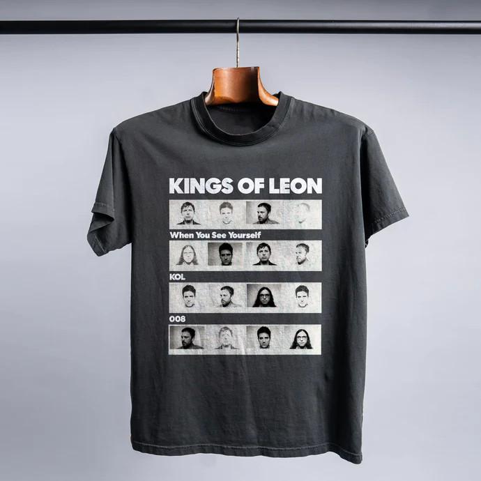 Редкая хлопковая футболка группы Kings Of Leon Подарок фанату Черная футболка