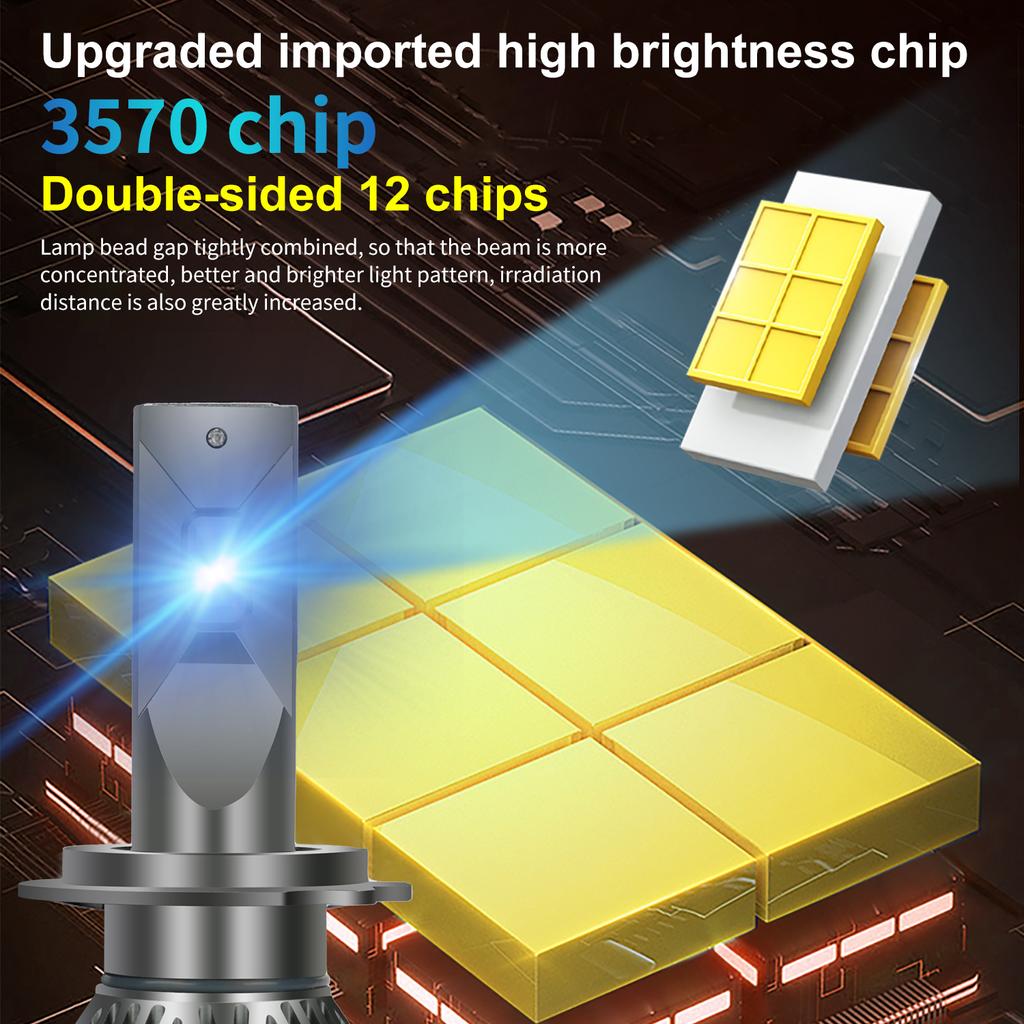 2Pcs H1 H4 H7 LED Canbus H8 H11 9005 HB3 9006 HB4 9012 Hir2 H3 CSP Diode Turbo Led Headlight Bulbs Kit 120W 60000LM 12V 24V 6500K Auto Headlamp