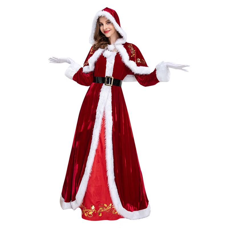 Женский бархатный костюм Санта-Клауса