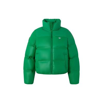Оригинальная короткая пуховая куртка с тремя полосками и логотипом, спортивная куртка с длинным рукавом, женская куртка зеленого цвета JE6042