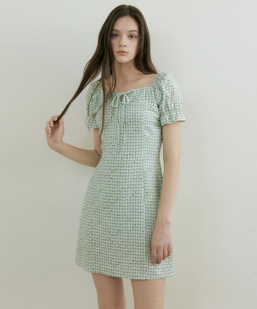 Riorg Fra Ribbon Square Neck Puff Mini Ops Light Green