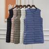 Autumn and Winter New Round Neck V-Neck Women's Mid-length Down Vest All-match Fashion Slim-fit Mother's Mid-length Ware