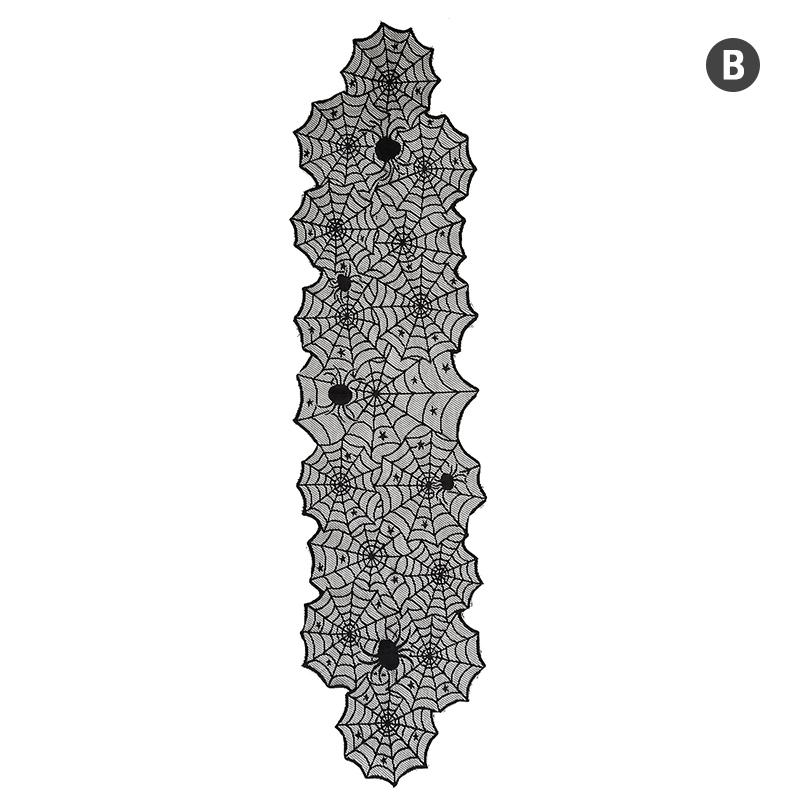 Halloween Decoration Lace Spider Web Skeleton Skull Tablecloth Black Fireplace Mantel Scarf Event Party Decoration Supplies