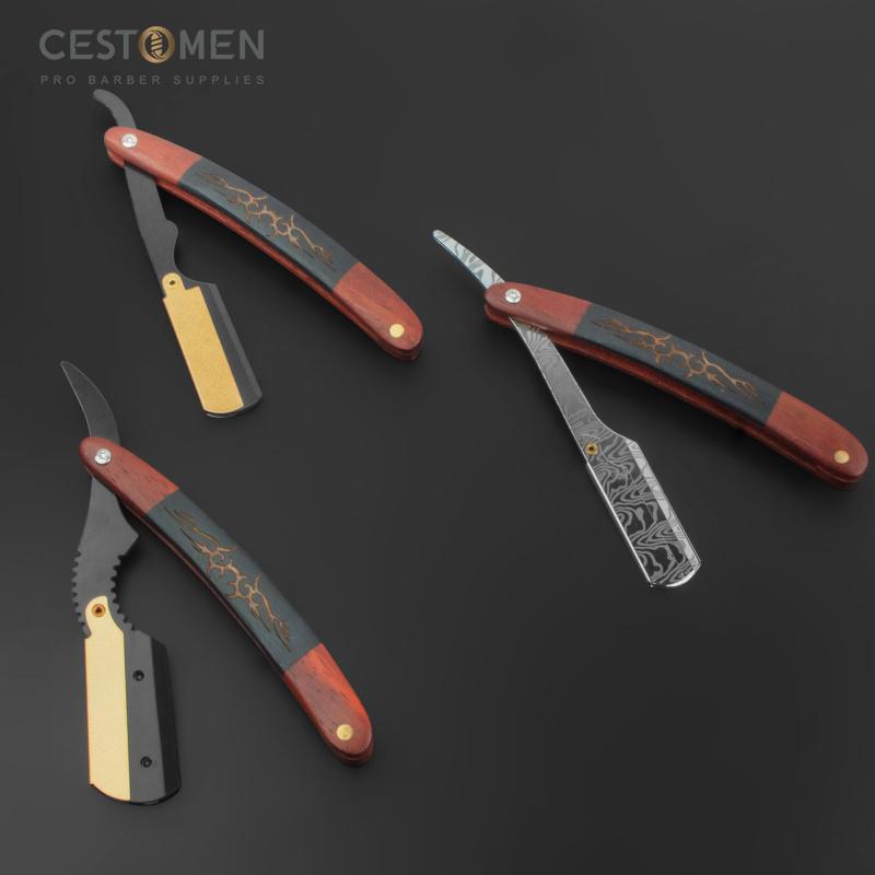 CESTOMEN Профессиональная деревянная парикмахерская бритва премиум-качества для стрижки волос, бритва с прямыми краями для мужчин и женщин