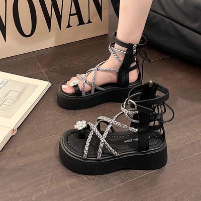 Сказочные сандалии на платформе, женские, лето 2025, модные новинки, высококлассный французский темперамент, с юбкой, римские сандалии