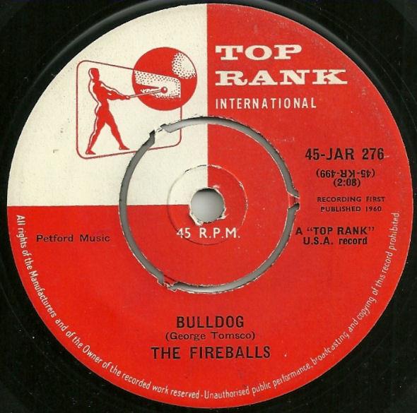 7-дюймовая пластинка FIREBALLS - Bulldog 45JAR276 Top Rank Intern 1960 UK Рок Б/У
