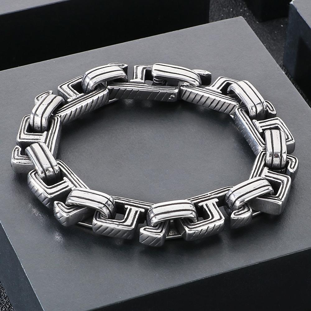 Винтажный мужской браслет из нержавеющей стали для мужчин, крутой, ширина 12 мм, открытые звенья цепи, браслеты мужские, длина 21,5 см
