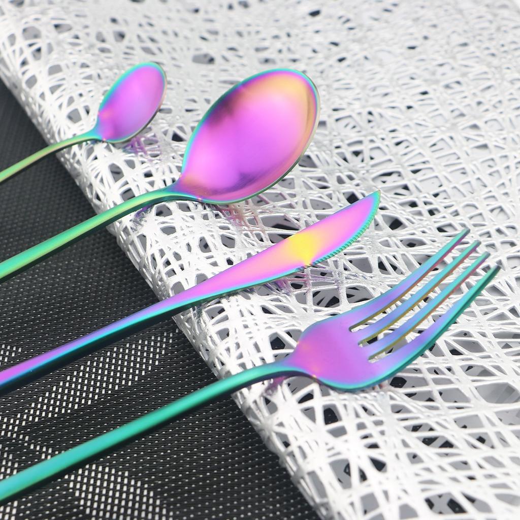 6Pcs/Set Black Cutlery Set Stainless Steel Dinnerware Spoons Set Coffee Dessert Spoon Dinner Tableware Set Kitchen Silverware Set