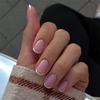 24 коротких круглых акриловых накладных ногтей, элегантные, с полным покрытием, французский маникюр, накладные ногти.