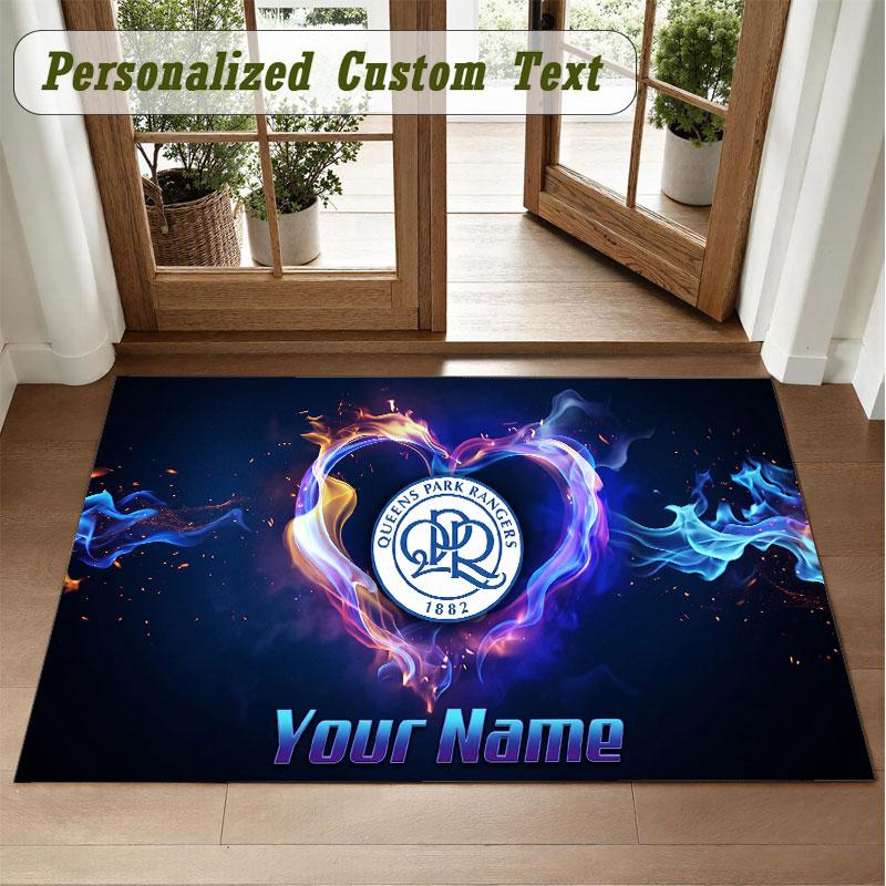 Crystal Velvet Square Rug Custom NameQueens Park Rangers Pattern Non Slip Home Floor Decor Rug