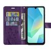 Чехол для Samsung Galaxy A16 4G/5G - BOOLING - Искусственная кожа с художественным цветочным рельефом темно-фиолетового цвета - 2 закаленных стекла