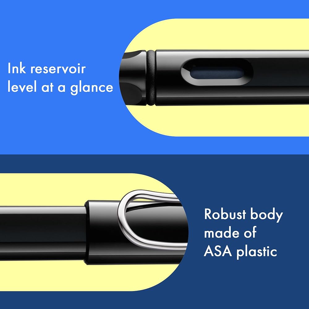LAMY (Ramy) Safari Shiny Black Fountain Pen Black - Ergonomic Grip and Polished Steel Tip Size F ...