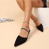 Fashion 2025 Black Rhinestones Heeled Mules Pump for Women Elegant Sparkly Sandals Summer Slippers Women's Sexy High Heels Slingbacks