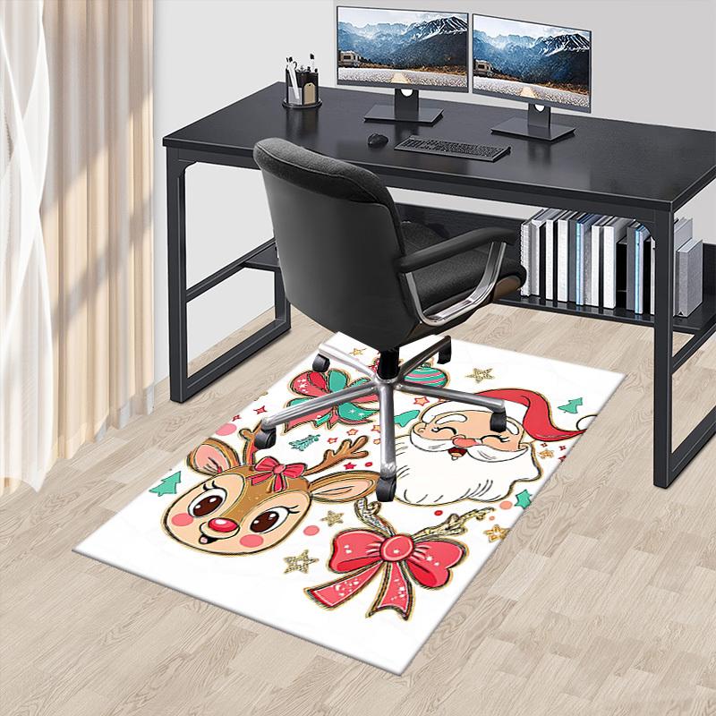 1pc Christmas Santa Claus and Reindeer Anime Cartoon Design Office Chair Mat Non-Slip Carpet Festive Gift Suitable for Home Decor Living Room Bedroom