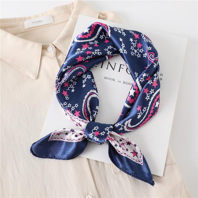 Fashion Silk Square Scarf For Women 60cm Satin Neck Hair Tie Band Bag Warp Soft Office Neckerchief Hijab Female EMA