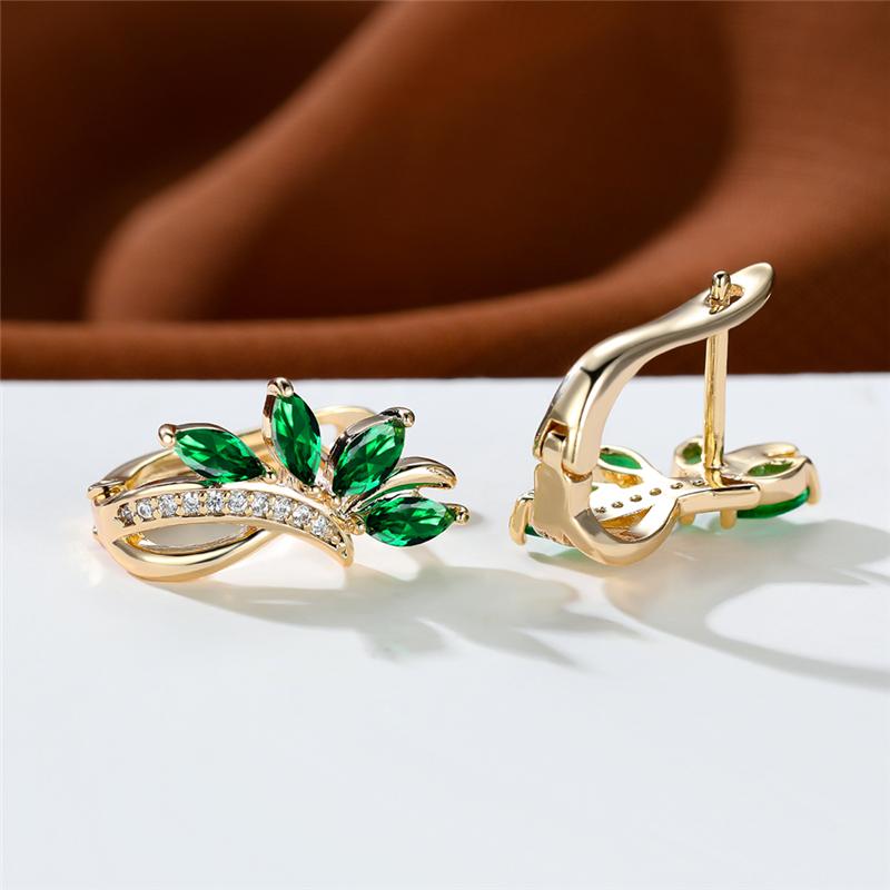 Нежные серьги-кольца с зеленым камнем и цветком маркизы для женщин, роскошные свадебные серьги золотого цвета, ювелирные изделия