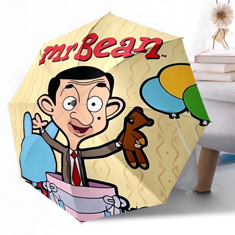 1 шт. Автоматический зонт Mr Bean'S Teddy Adventure Компактный 8 ребер Легкий Складная конструкция Незаменимая вещь для путешествий Наружный аксессуар Стильный подарок Женщинам Y1