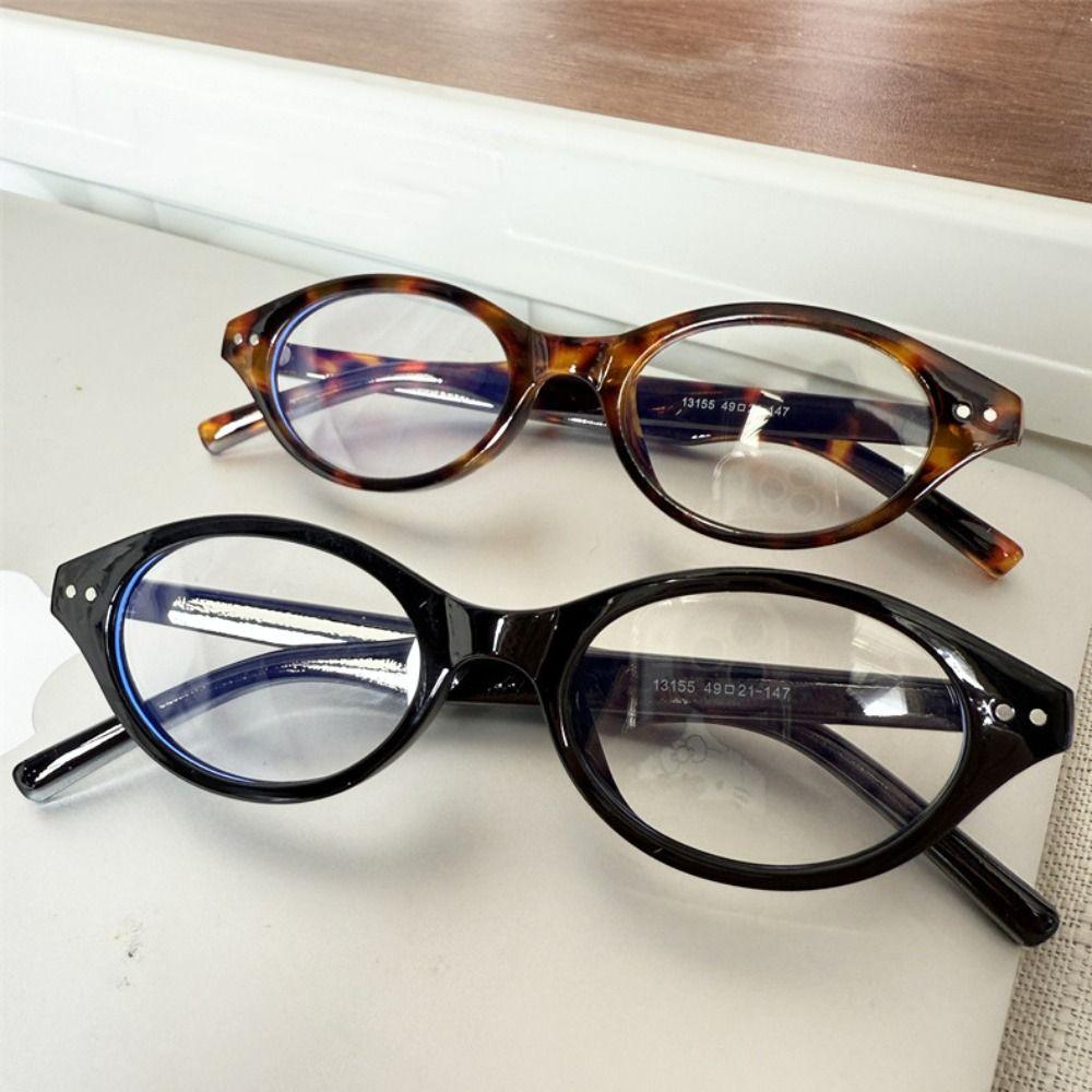Optical Myopia Flat Spectacle Glasses Round Frame Leopard Pattern Glasses All-match