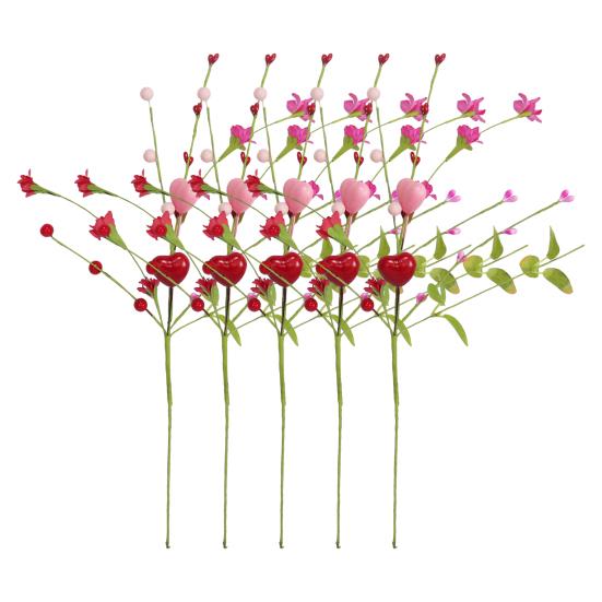 Yousheng Valentine's Day Artificial Berry Stems Pink Red Heart Shaped Berry Picks for Valentine's Day Wedding Party Anniversary Table Home Decor