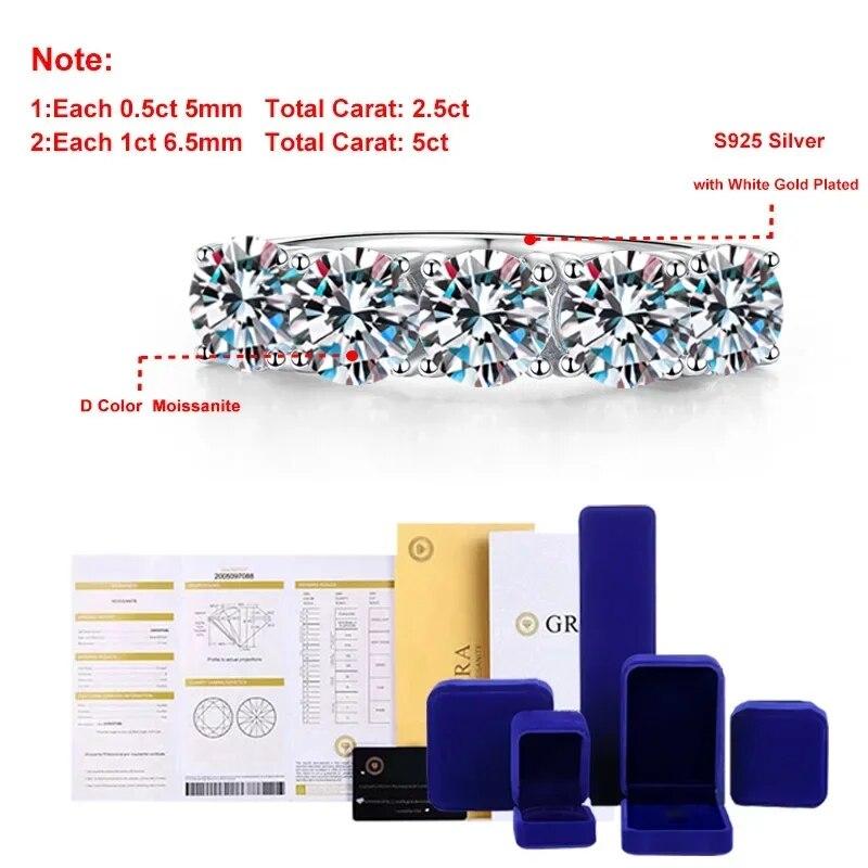 Кольцо с муассанитом для женщин, 5 мм, 6,5 мм, из стерлингового серебра S925, вечно сверкающее бриллиантовое кольцо, обручальные кольца, ювелирные изделия GRA