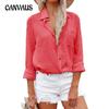 Women's New Spring and Summer Casual V-neck Long-sleeved Button Down Shirt