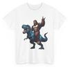Bigfoot Riding T Rex Funny T-shirt - Novelty Sasquatch Graphic Tee