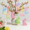6Pcs Cute Colorful Foam Easter Rabbit Animal Mold Painted Sequin Bunny Ornament Hanging Sparkle Rabbit Figurine Celebration