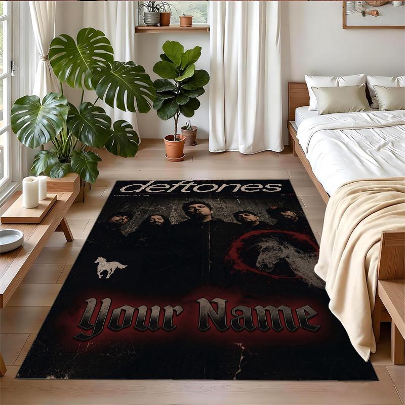 Crystal Velvet Rug Custom Name Text, Soft Non Slip Floor Mat Home DecorDeftones