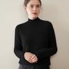 Women's Cable Knit Cashmere Sweater – Loose, Simple, Thickened, Half-High Neck for Autumn/Winter