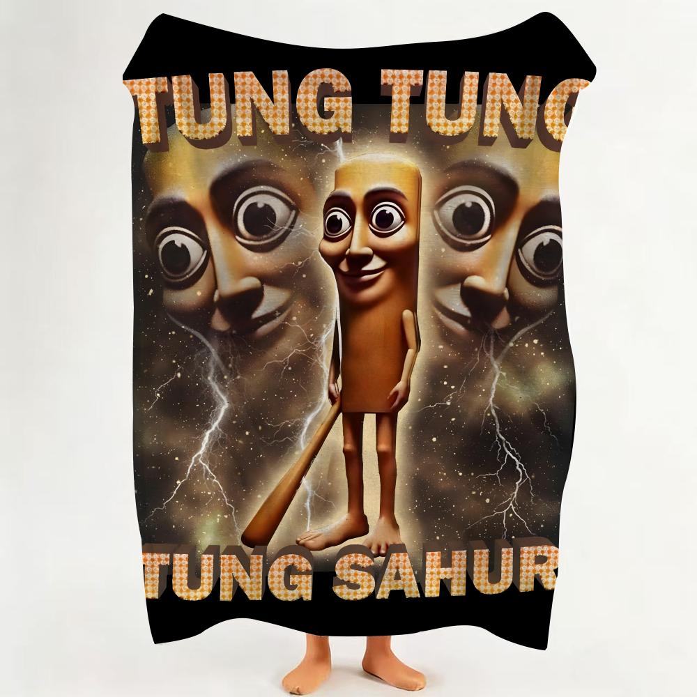 music T Tung T Tung T Tung S Sahur Throw Flannel Throw Blanket Suitable for Sofa Living Room Bedroom