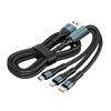 120W 3 In 1 Super Fast Charging Micro USB Type C Lightning Charger Data Cable Cord Cord