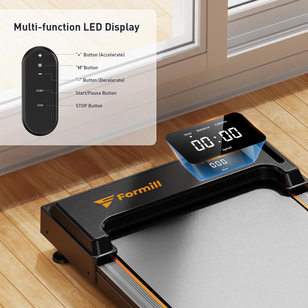Formill Walking Treadmill FT21 LED Display Remote Control Compact Walking Pad Home Office Use